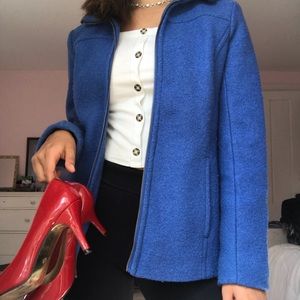 blue fuzzy wool jacket